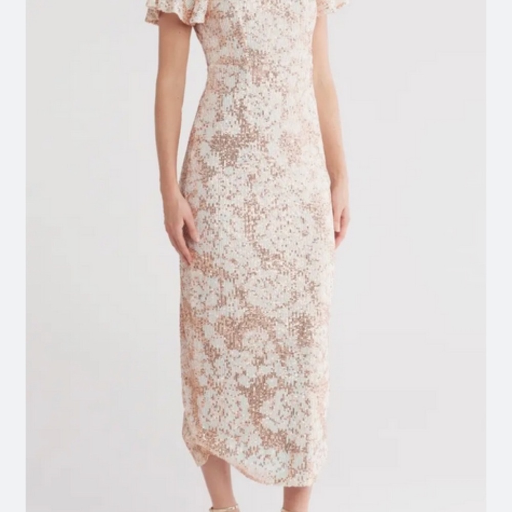 Nanette Lepore Blush Sequin Midi Dress NWT